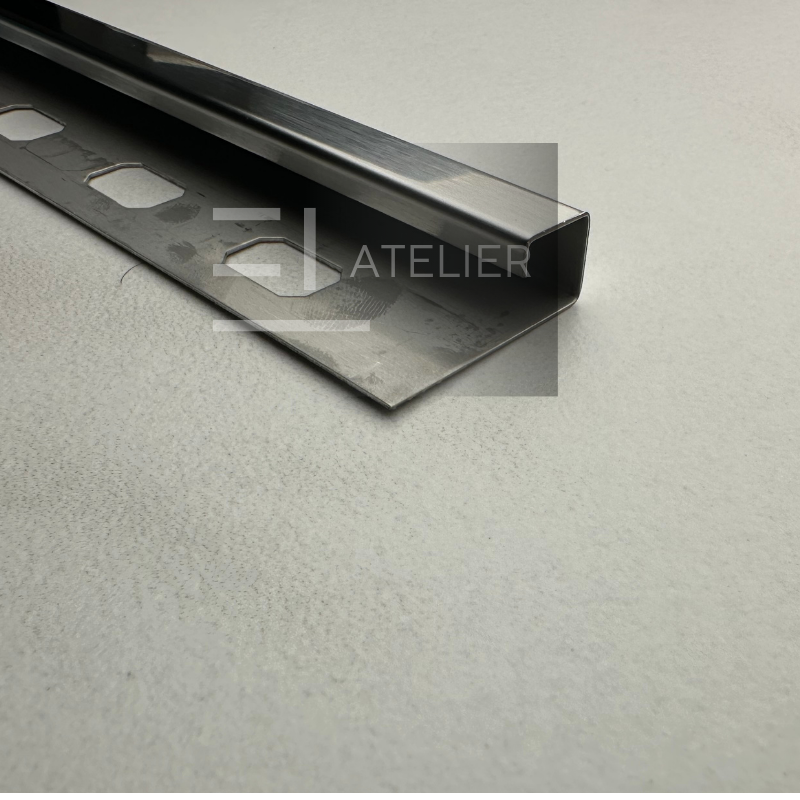 Profil Colt Exterior Semi-Patrat Inox Argintiu Mat 10mm x 2700mm - EL Atelier