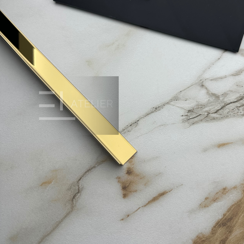 Profil L interior inox auriu lucios 15x15mm detaliu finisaj premium colț protecție