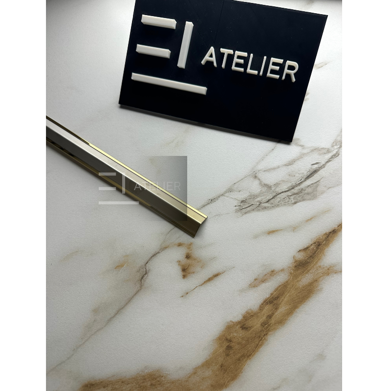 Profil L inox auriu lucios 15x15mm montaj profesional colțuri interioare