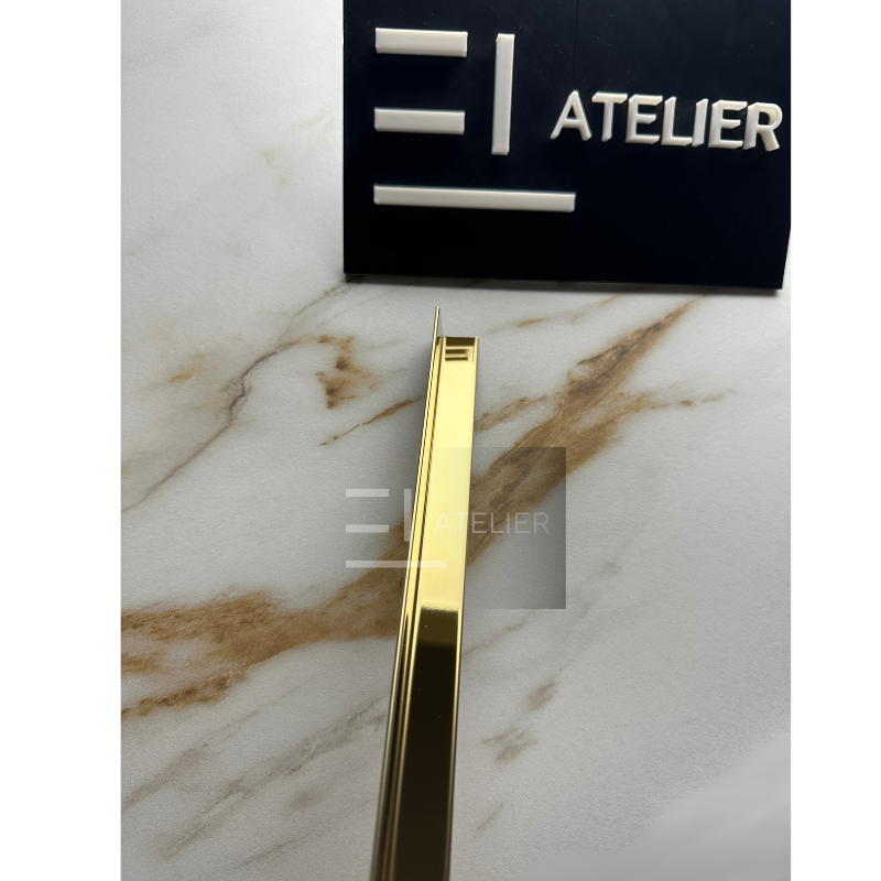 Profil decorativ L inox auriu lucios montaj colț interior gresie faianță