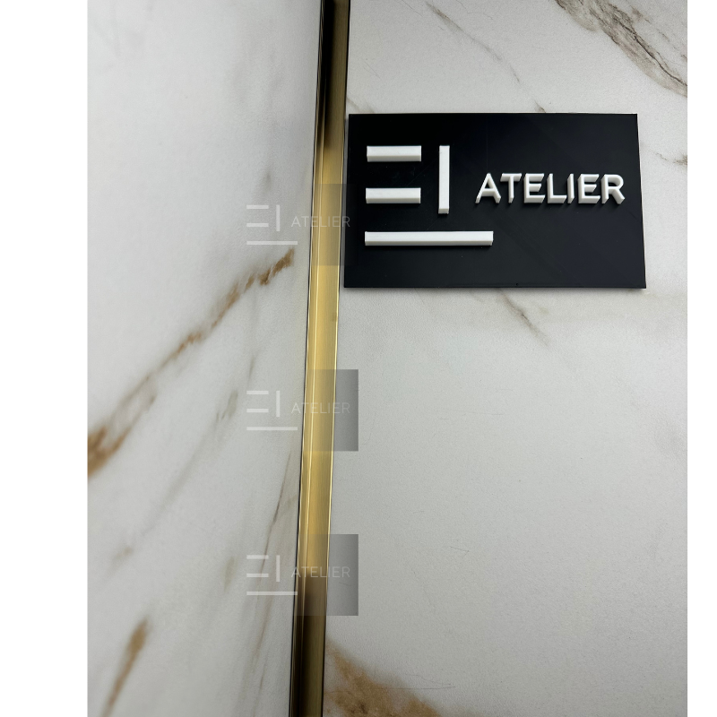 Profil colț interior inox auriu mat 15x15mm aplicare perete finisaj elegant