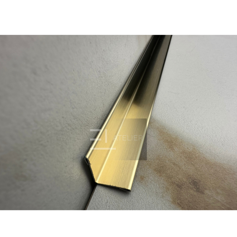 Profil decorativ L inox auriu mat montaj colț interior gresie faianță