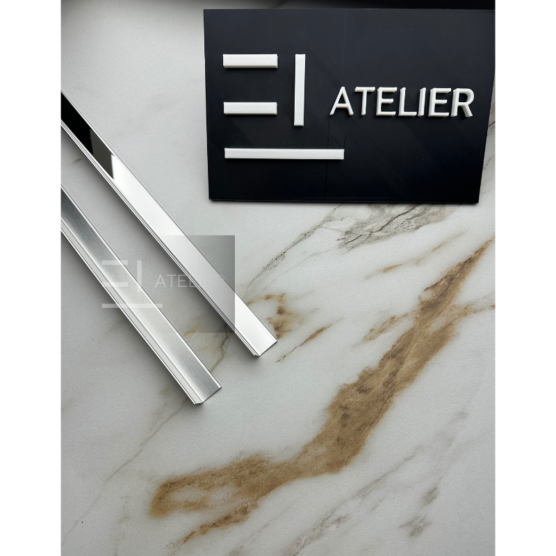 Profil colț interior inox argintiu lucios 15x15mm aplicare perete finisaj elegant