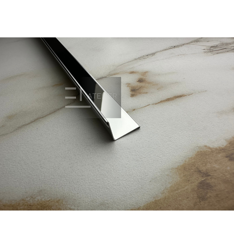 Profil L inox argintiu lucios 15x15mm montaj profesional colțuri interioare