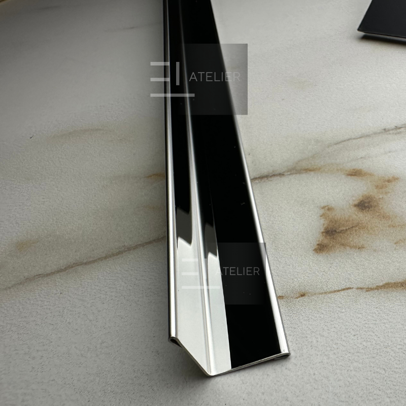 Profil L interior inox argintiu lucios 15x15mm finisaj premium design modern