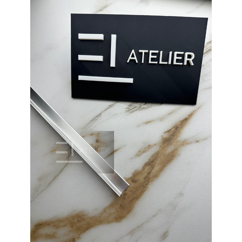 Profil decorativ L inox argintiu mat montaj colț interior gresie faianță