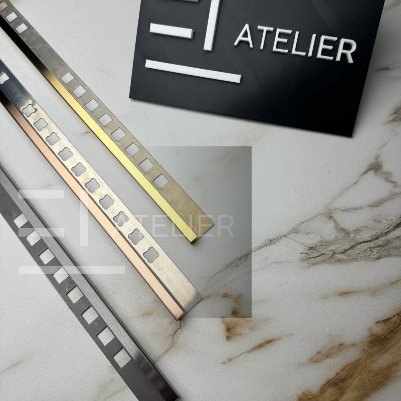 Profil decorativ colț exterior inox bronz rose-gold mat rezistent umezeală coroziune 10mm