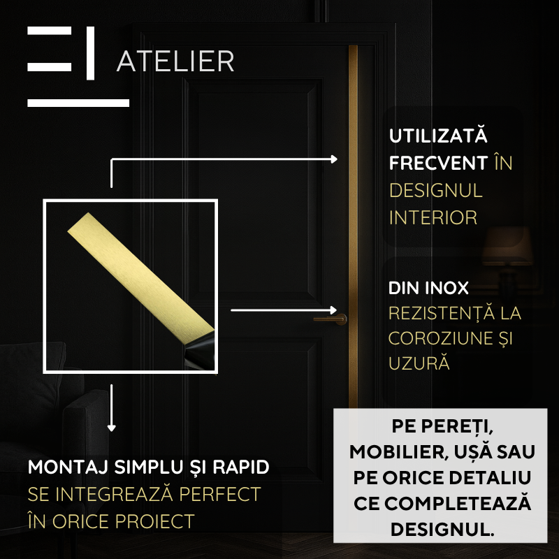 Profil Platbanda Inox Auriu Mat - 50mm x 0.6mm x 2700mm - EL Atelier