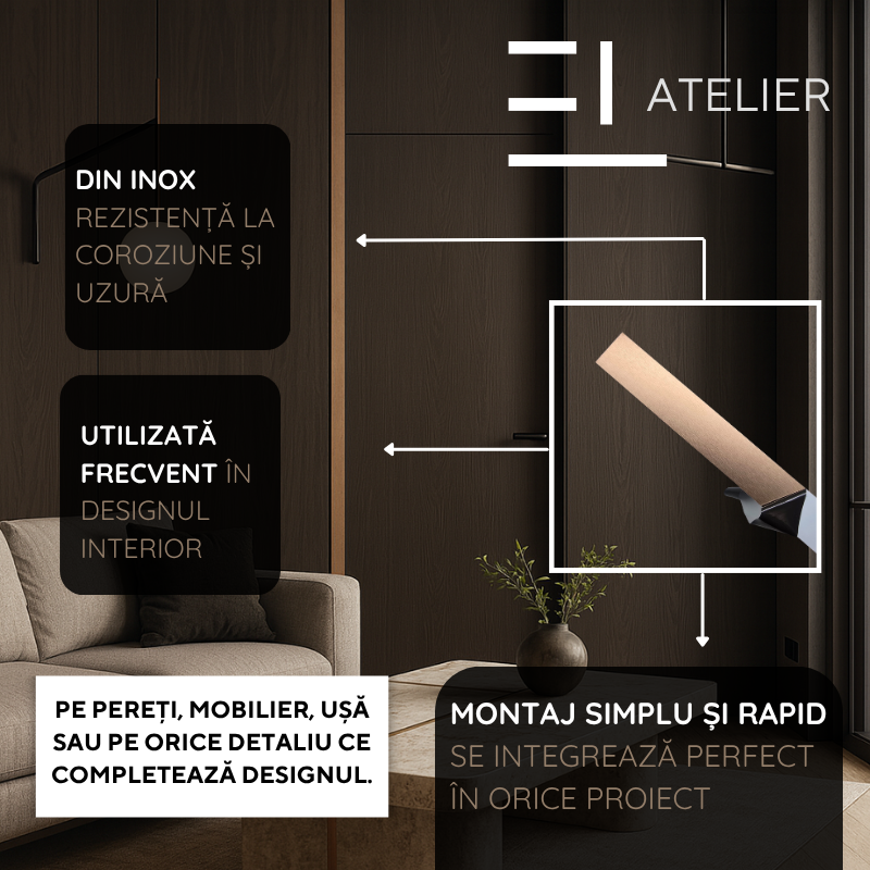 Profil Platbanda Inox Bronz ( Rose-Gold ) Mat 50mm x 0.6mm x 2700mm - EL Atelier