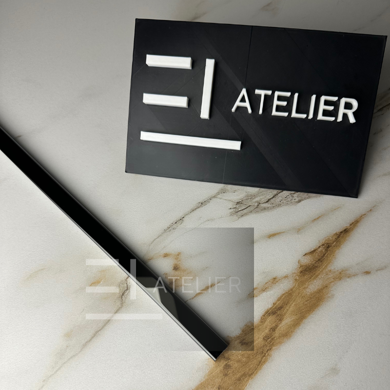 Profil U inox negru lucios 15mm aplicare finisaj margini mobilier elegant