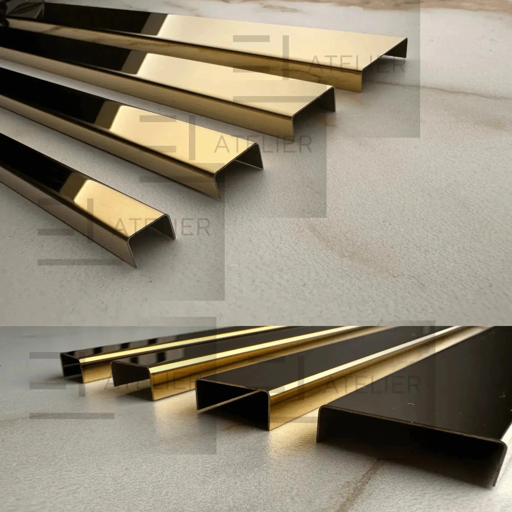 Profil Inox U Auriu Lucios EL Atelier 10mm,15mm,25mm,30mm