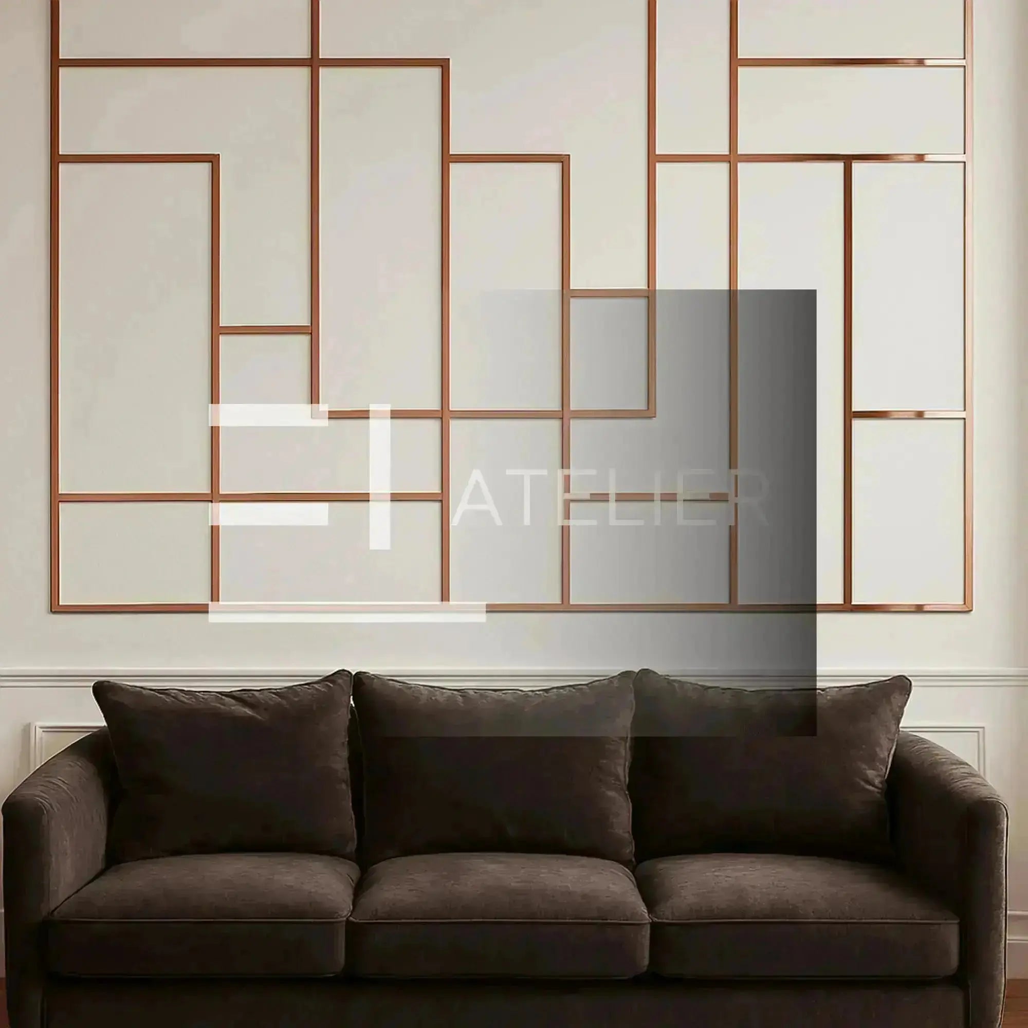 Exemplu Utilizare Profil Platbanda Bronz Rose-Gold EL ATELIER Perete si Mobilier